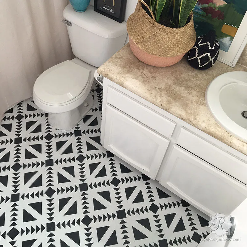 Concrete Quilt Tile Stencil