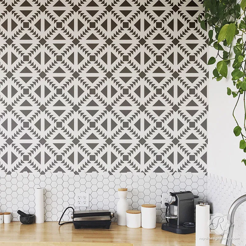 Concrete Quilt Tile Stencil