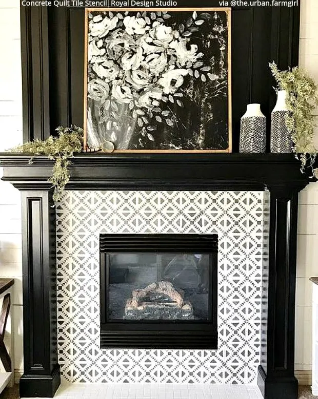 Concrete Quilt Tile Stencil