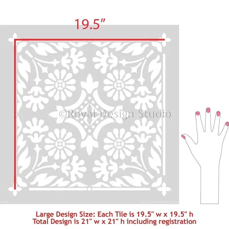 Country Floral Tile Stencil