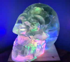 CRYSTAL RESIN SKULL MADE BY ME green flourite green calcite crystals