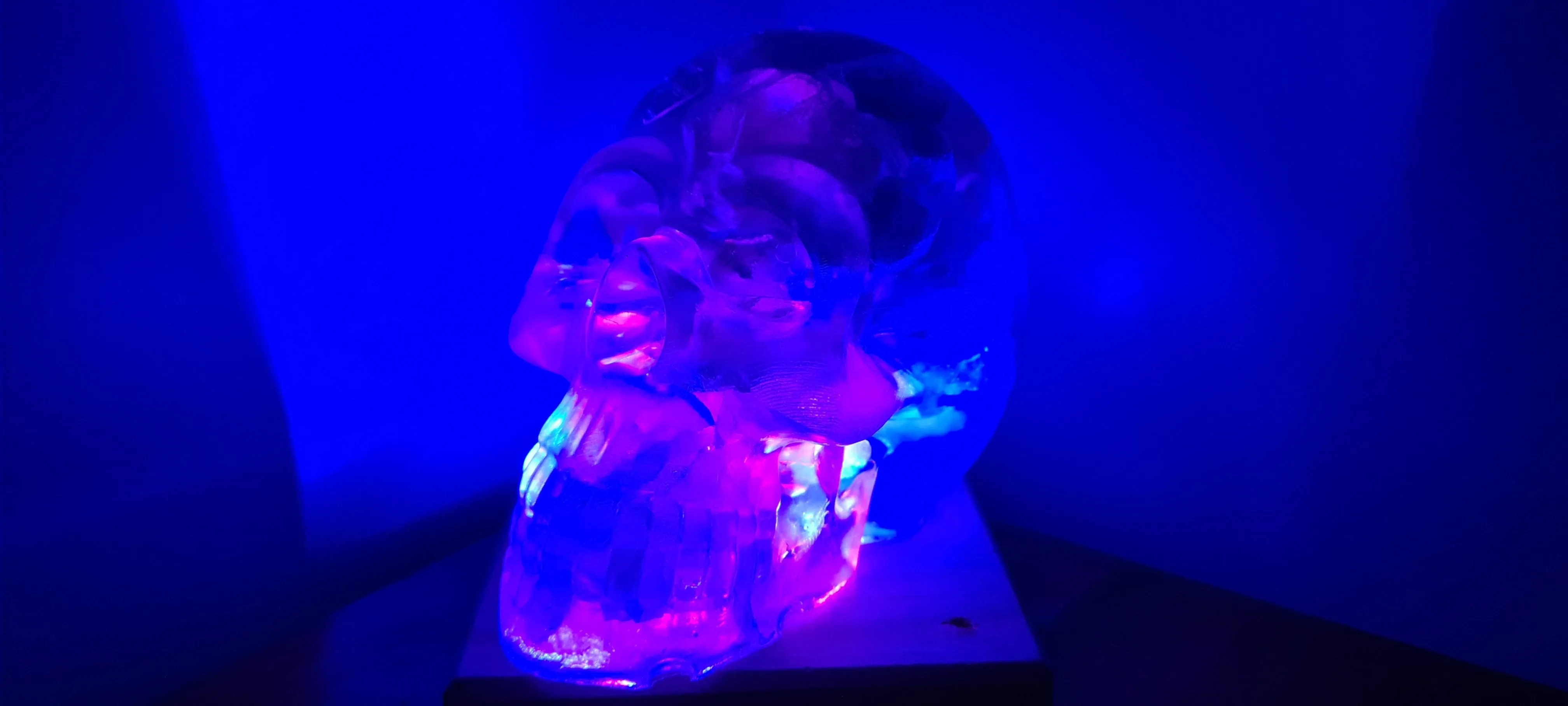 CRYSTAL RESIN SKULL MADE BY ME green flourite green calcite crystals