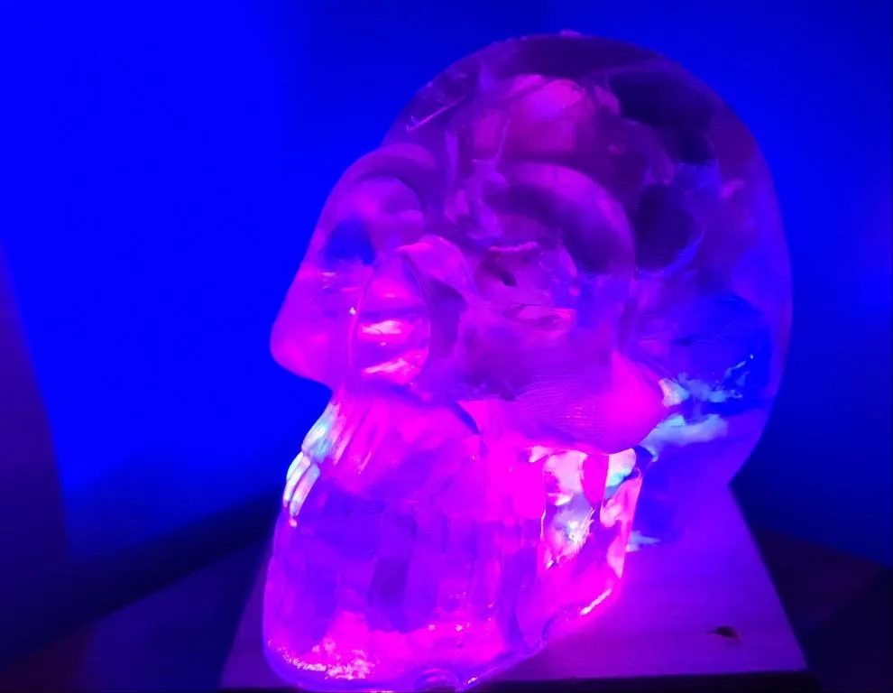 CRYSTAL RESIN SKULL MADE BY ME green flourite green calcite crystals