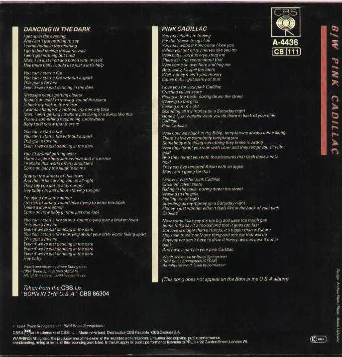 Dancing In The Dark / Pink Cadillac