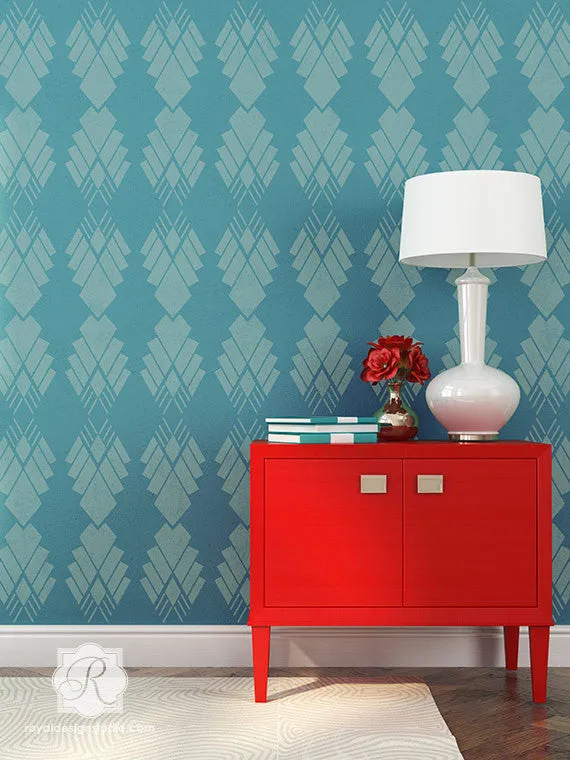 Deco Diamond Raven   Lily Stencil