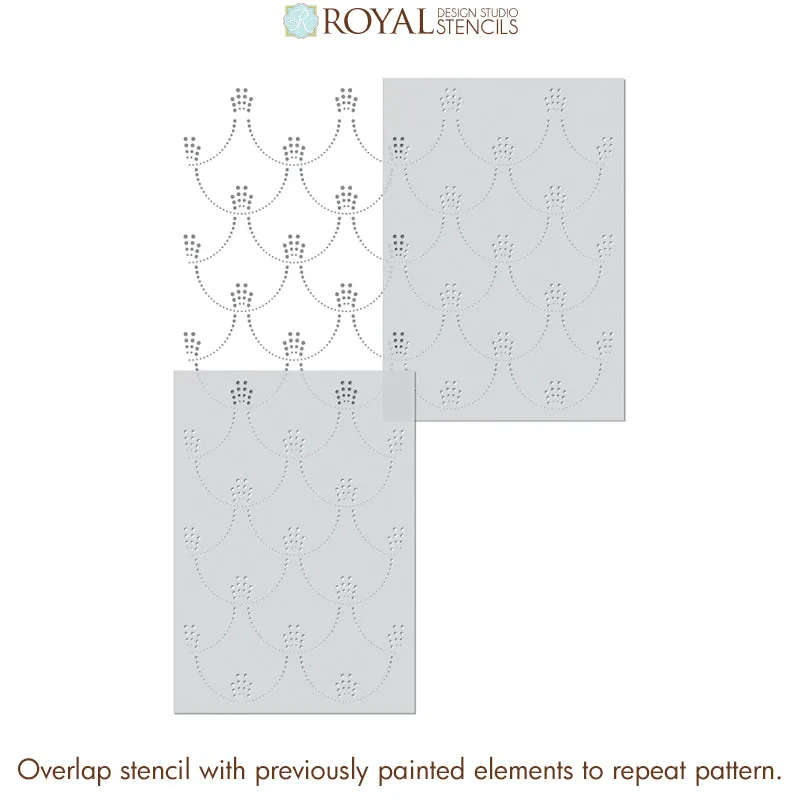 Deco Pearls Damask Wall Stencil