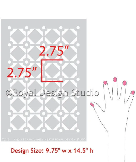 Diamonds & Dots Furniture Stencil