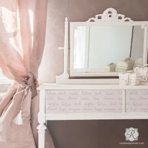 Dream On Lettering Furniture Stencil