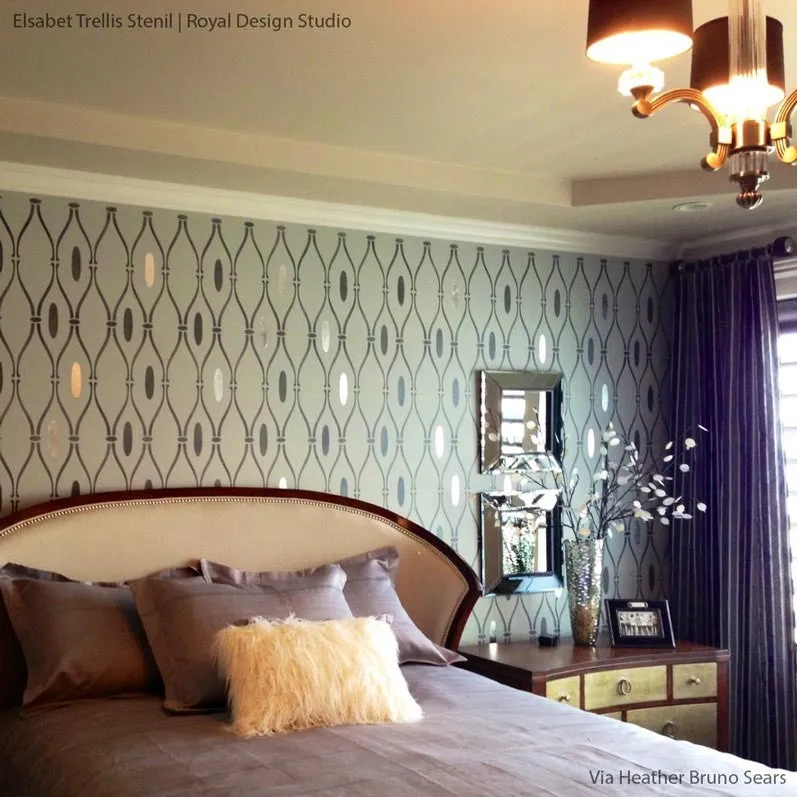 Elsabet Trellis Raven   Lily Wall Stencil