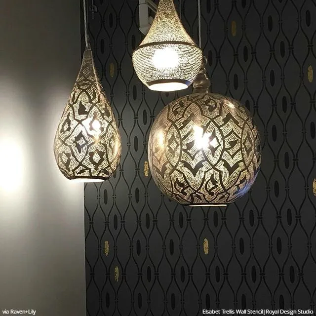 Elsabet Trellis Raven   Lily Wall Stencil
