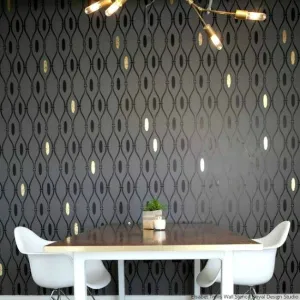 Elsabet Trellis Raven   Lily Wall Stencil