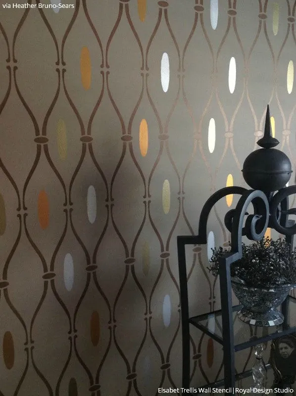 Elsabet Trellis Raven   Lily Wall Stencil