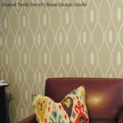 Elsabet Trellis Raven   Lily Wall Stencil