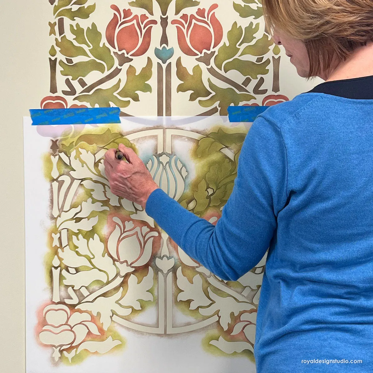 Eugenie Floral Wall Stencil