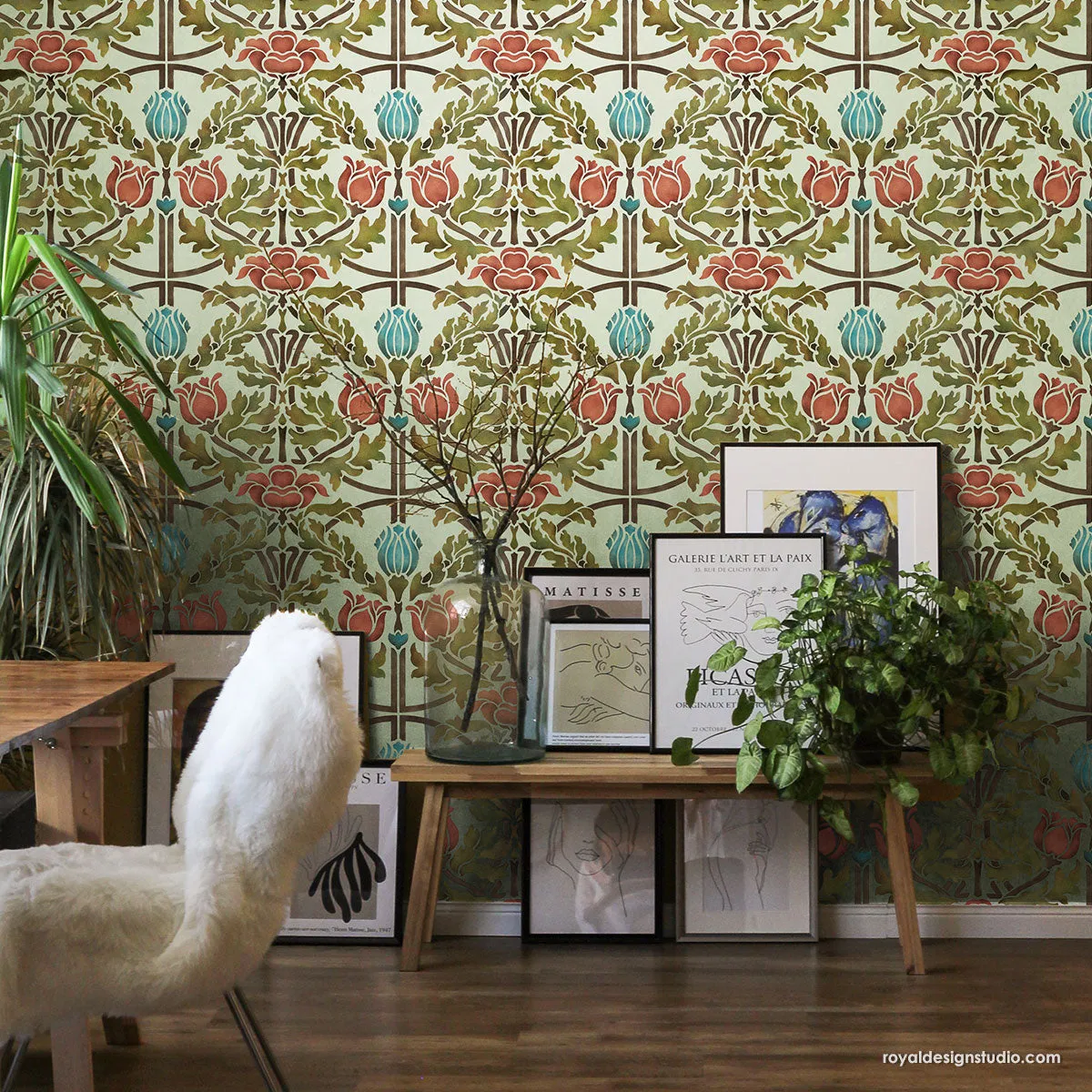 Eugenie Floral Wall Stencil