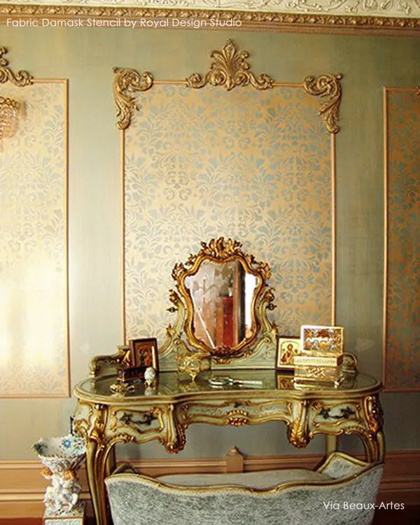 Fabric Damask Wall Stencil