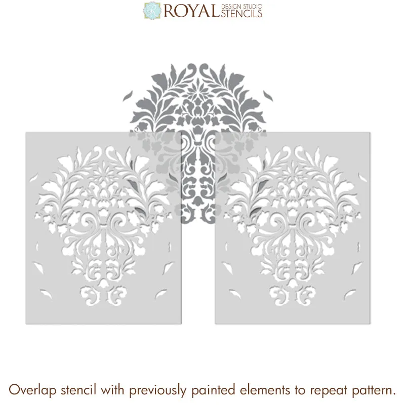 Fabric Damask Wall Stencil