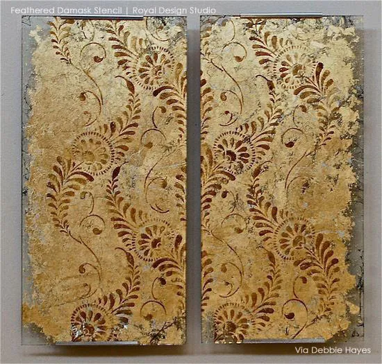 Feathered Damask Wall Stencil