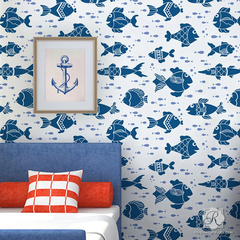 Fish Tales Wall Stencil