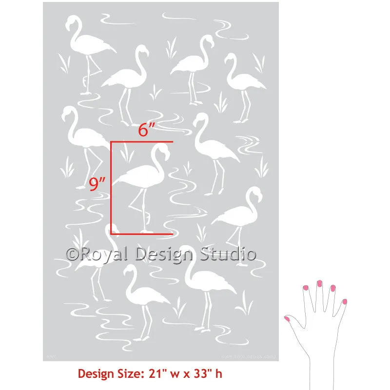 Flamingo Lagoon Wall Stencil