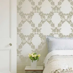 Floral Cascade Damask Wall Stencil