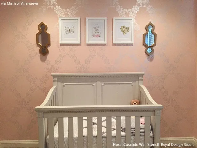 Floral Cascade Damask Wall Stencil