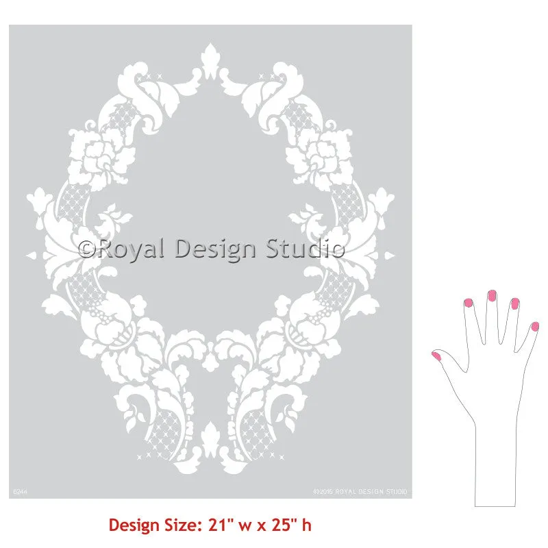 Floral Cascade Damask Wall Stencil