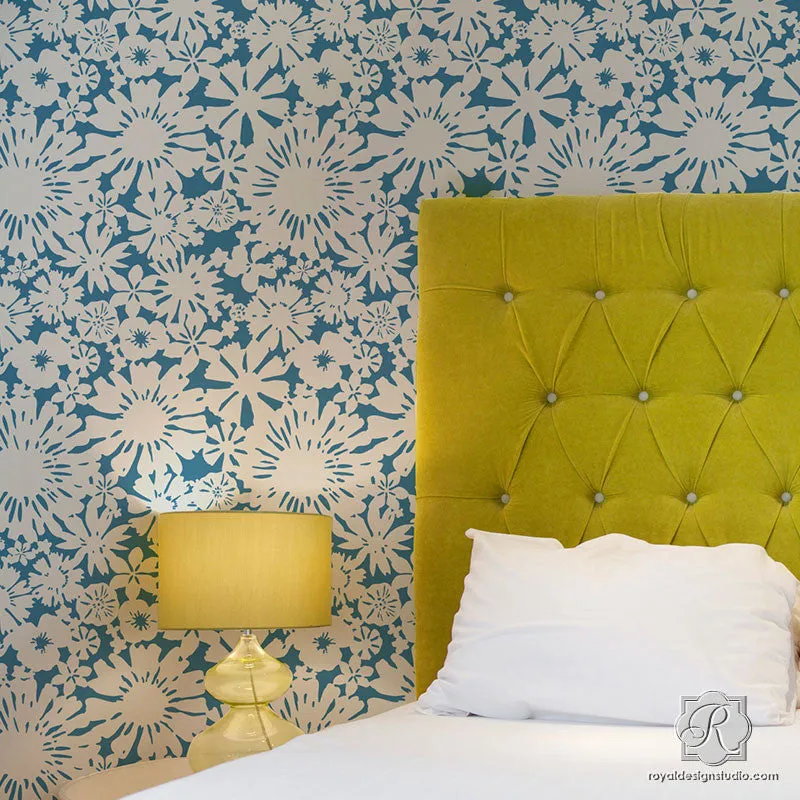 Floral Fireworks Allover Wall Stencil