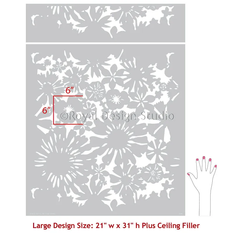 Floral Fireworks Allover Wall Stencil