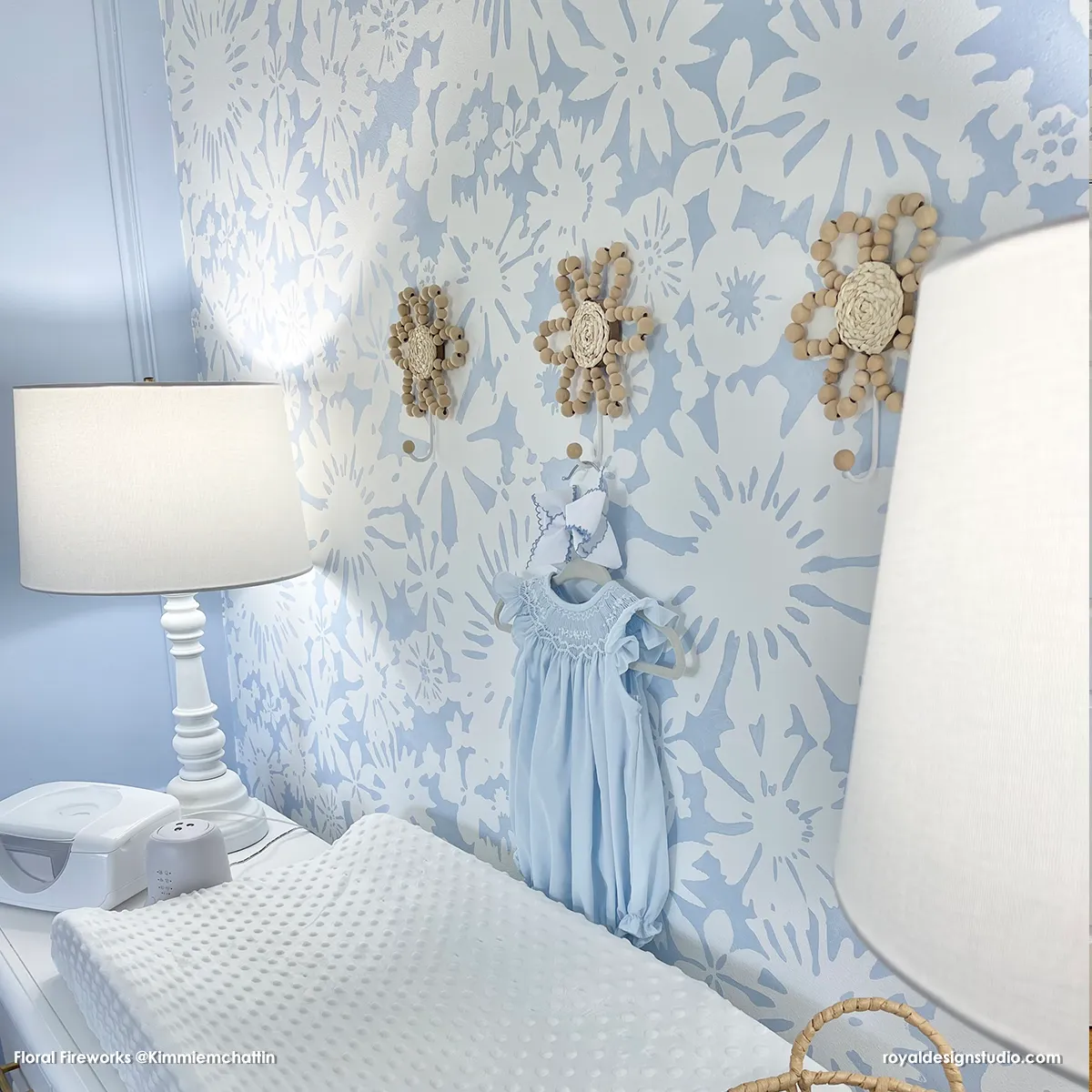 Floral Fireworks Allover Wall Stencil