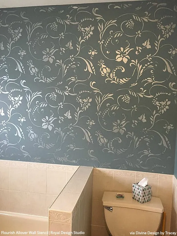 Flourish Allover Wall Stencil