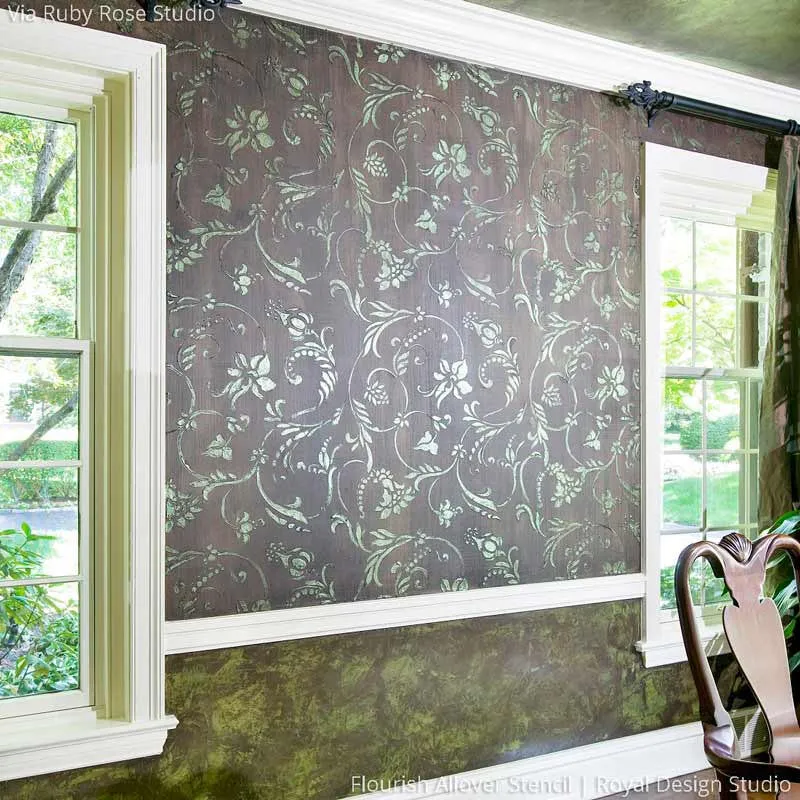 Flourish Allover Wall Stencil