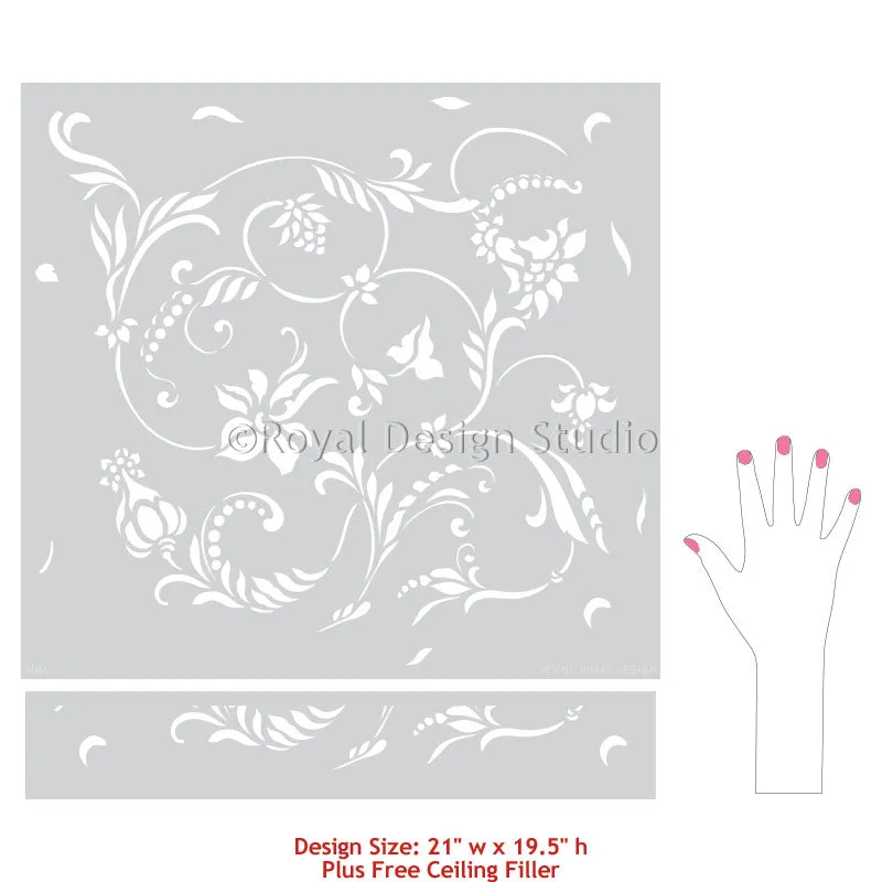 Flourish Allover Wall Stencil
