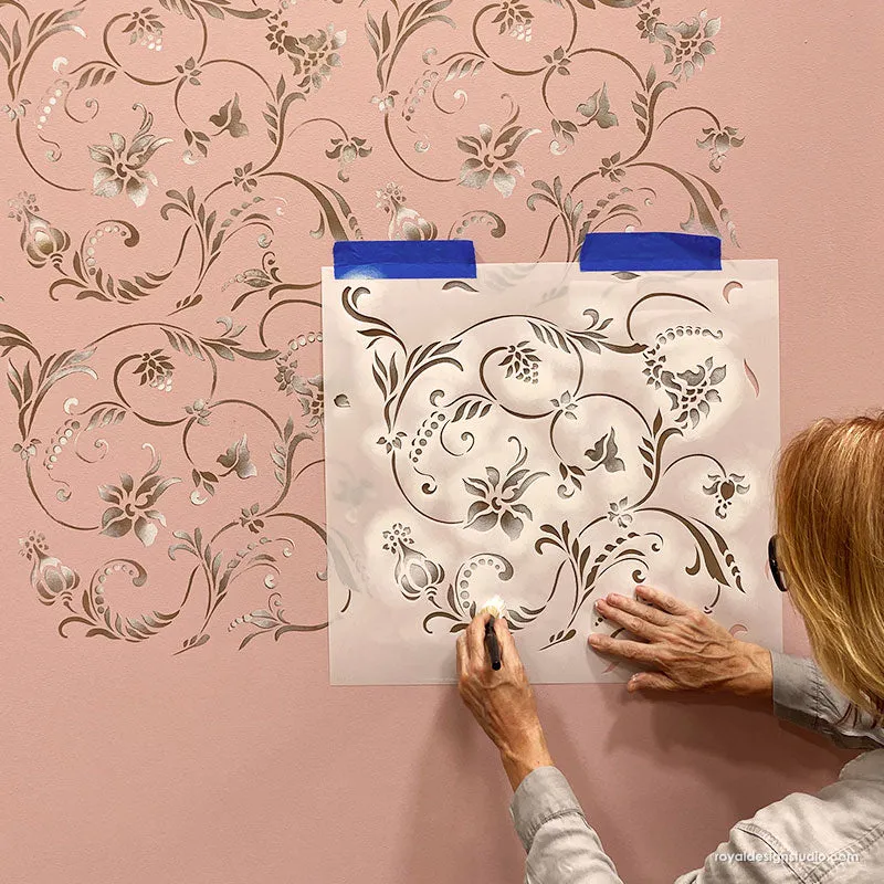Flourish Allover Wall Stencil