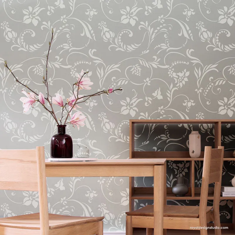 Flourish Allover Wall Stencil