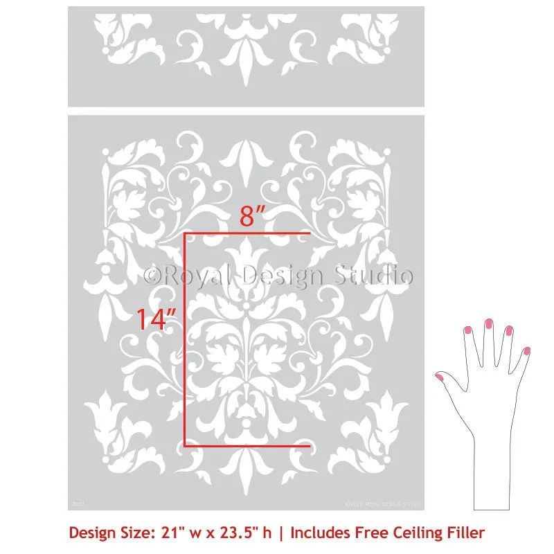 Foliate Damask Wall Stencil