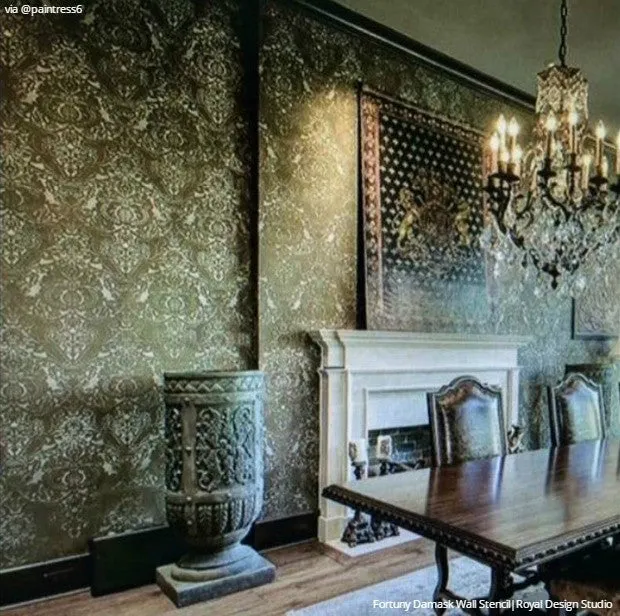 Fortuny Damask Wall Stencil