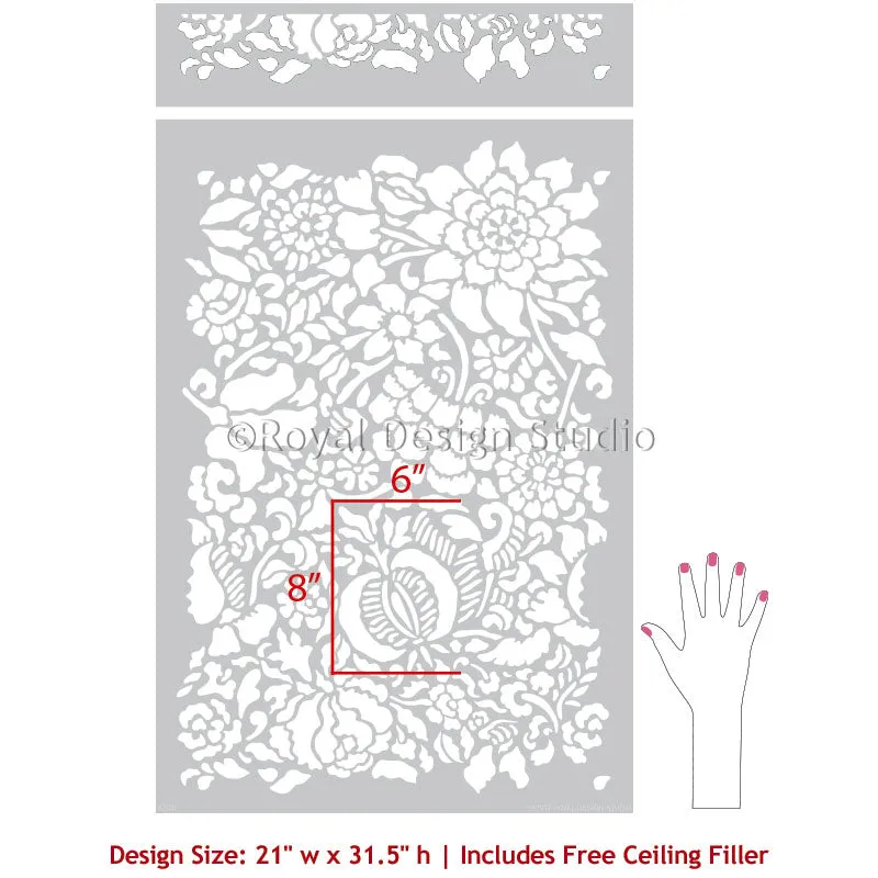 Francesca Floral Damask Wall Stencil