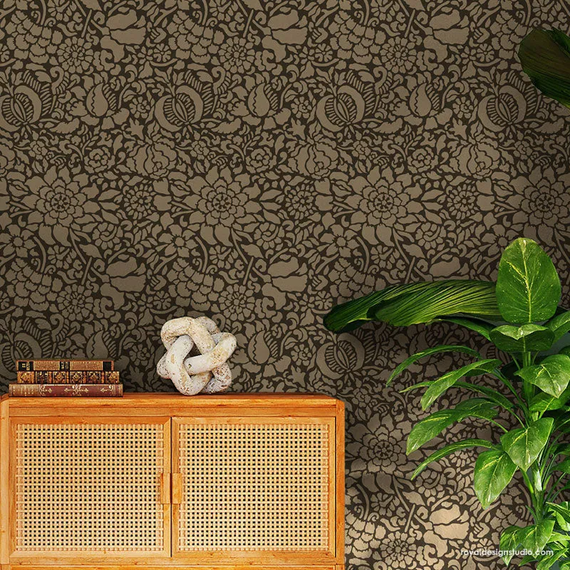 Francesca Floral Damask Wall Stencil