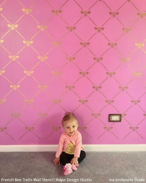 French Bee Trellis Stencil