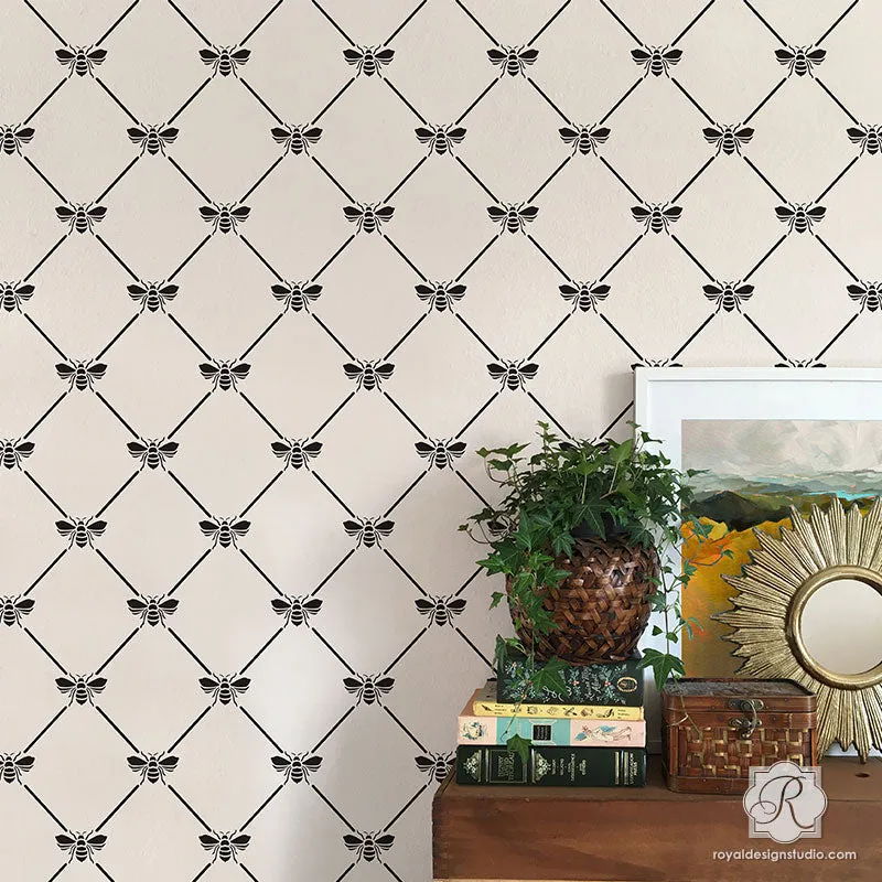 French Bee Trellis Stencil