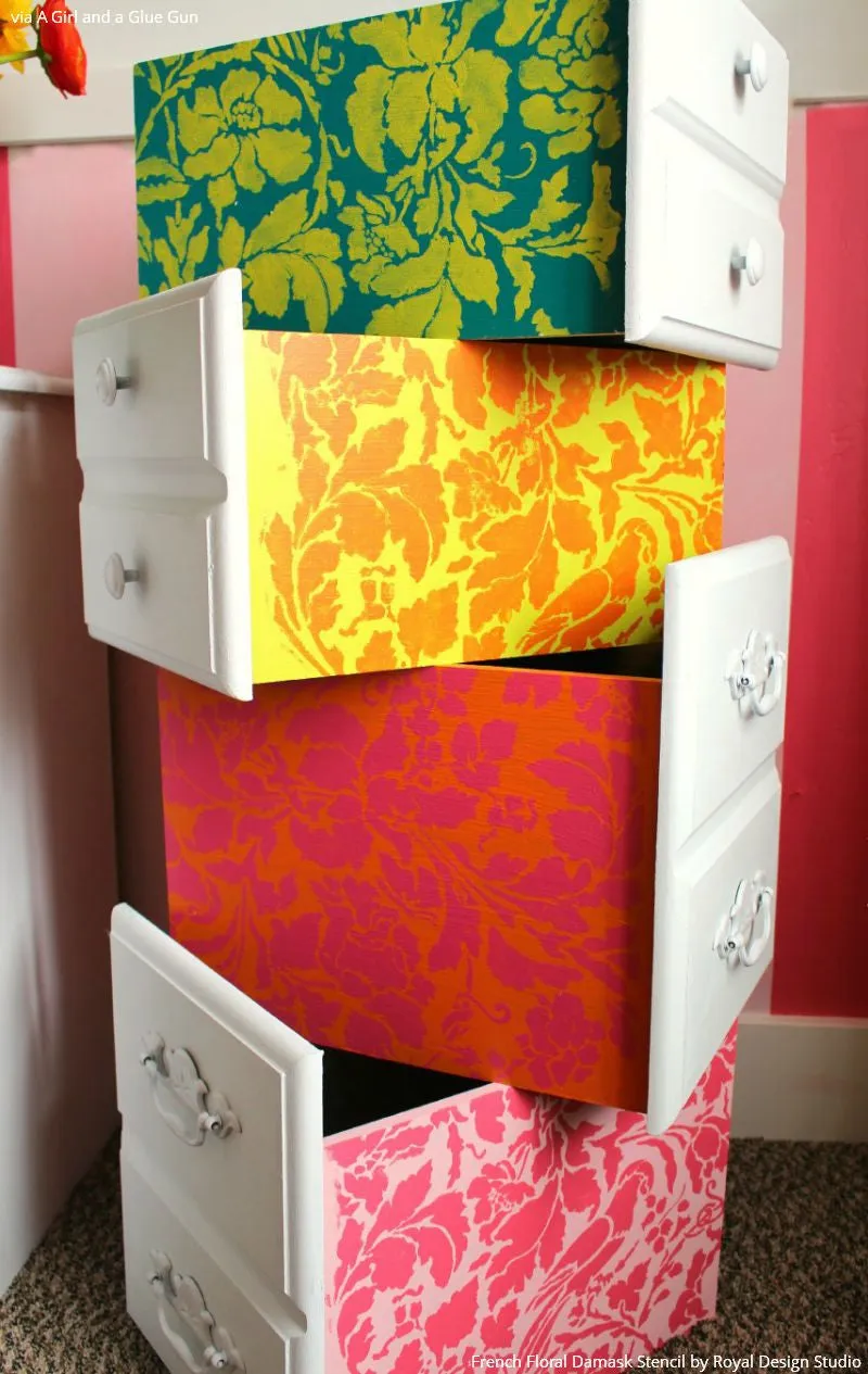 French Floral Damask Wall Stencil