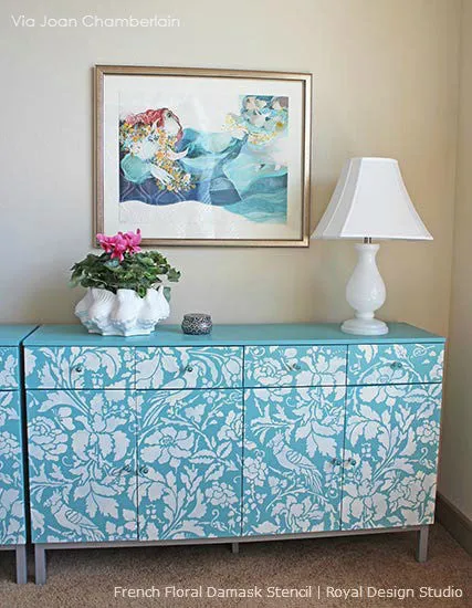 French Floral Damask Wall Stencil