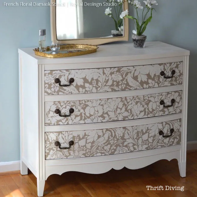 French Floral Damask Wall Stencil