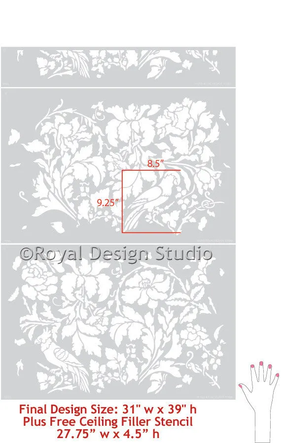 French Floral Damask Wall Stencil