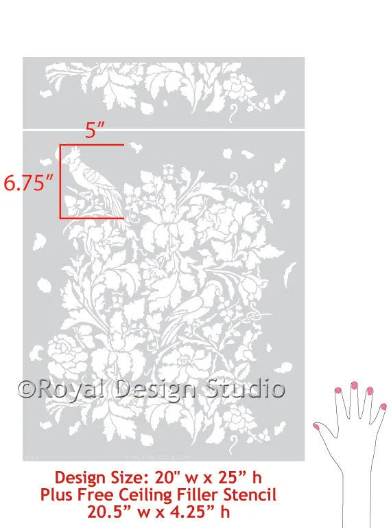 French Floral Damask Wall Stencil