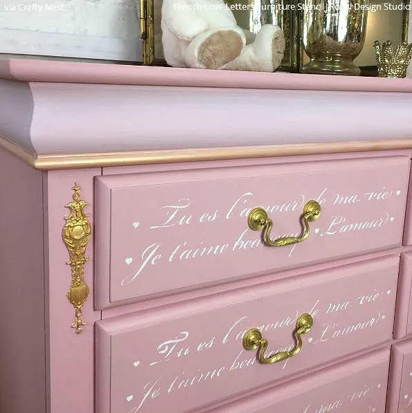 French Love Letters Furniture Stencil