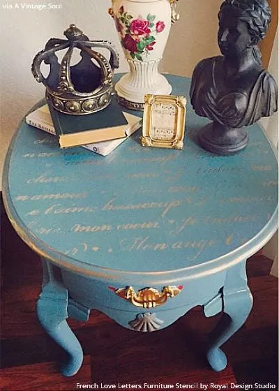 French Love Letters Furniture Stencil