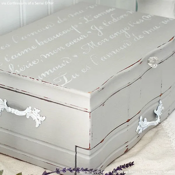 French Love Letters Furniture Stencil