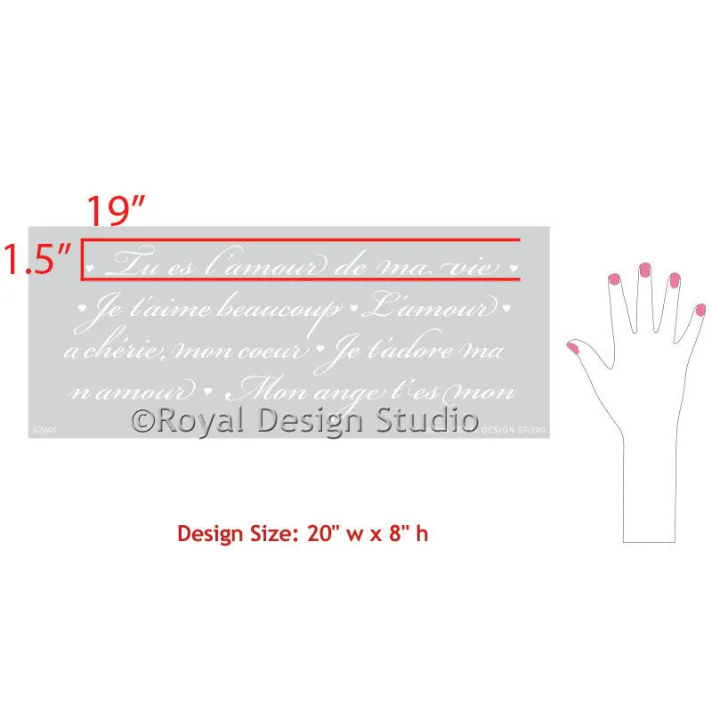 French Love Letters Furniture Stencil